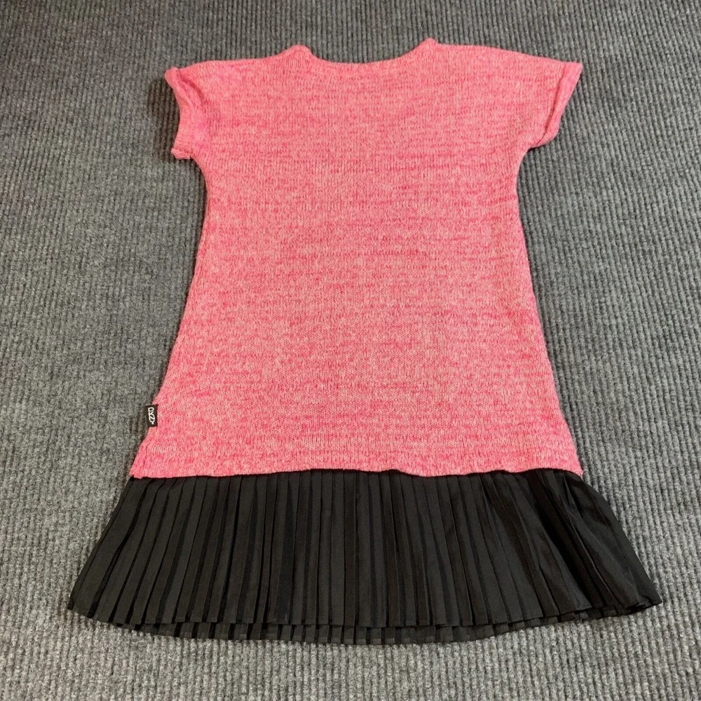 DKNY Sweater Dress Girls Medium Pink Short Sleeve Spell Out Cotton Blend Flare - Picture 11 of 14